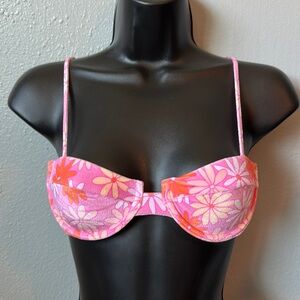 Pink floral velvet top only